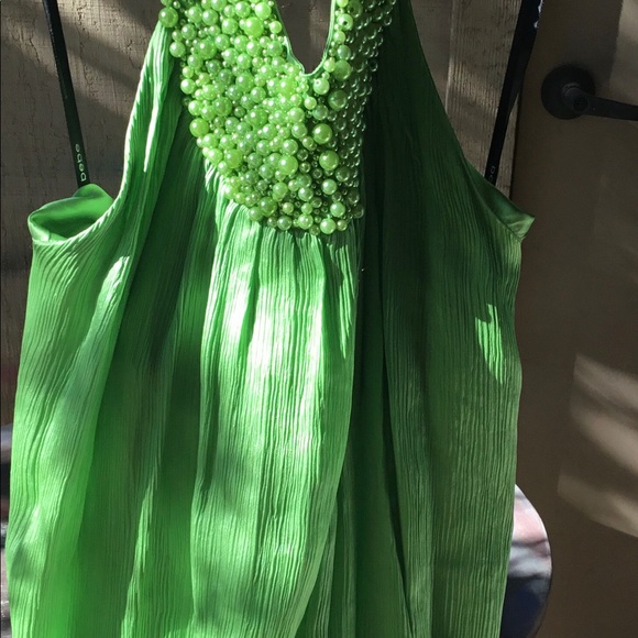 BEBE Silk  & Beaded Neck Top - Picture 6 of 8